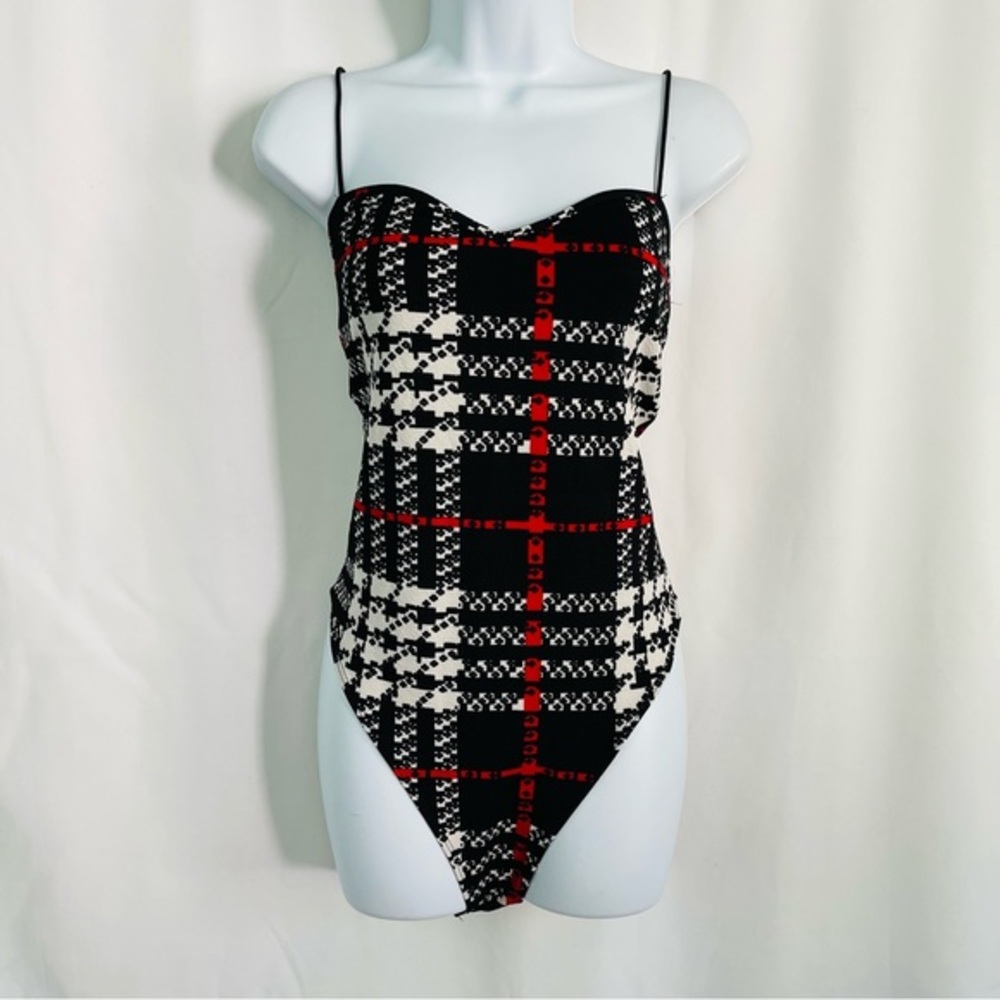 Plaid Bustier Bodysuit
